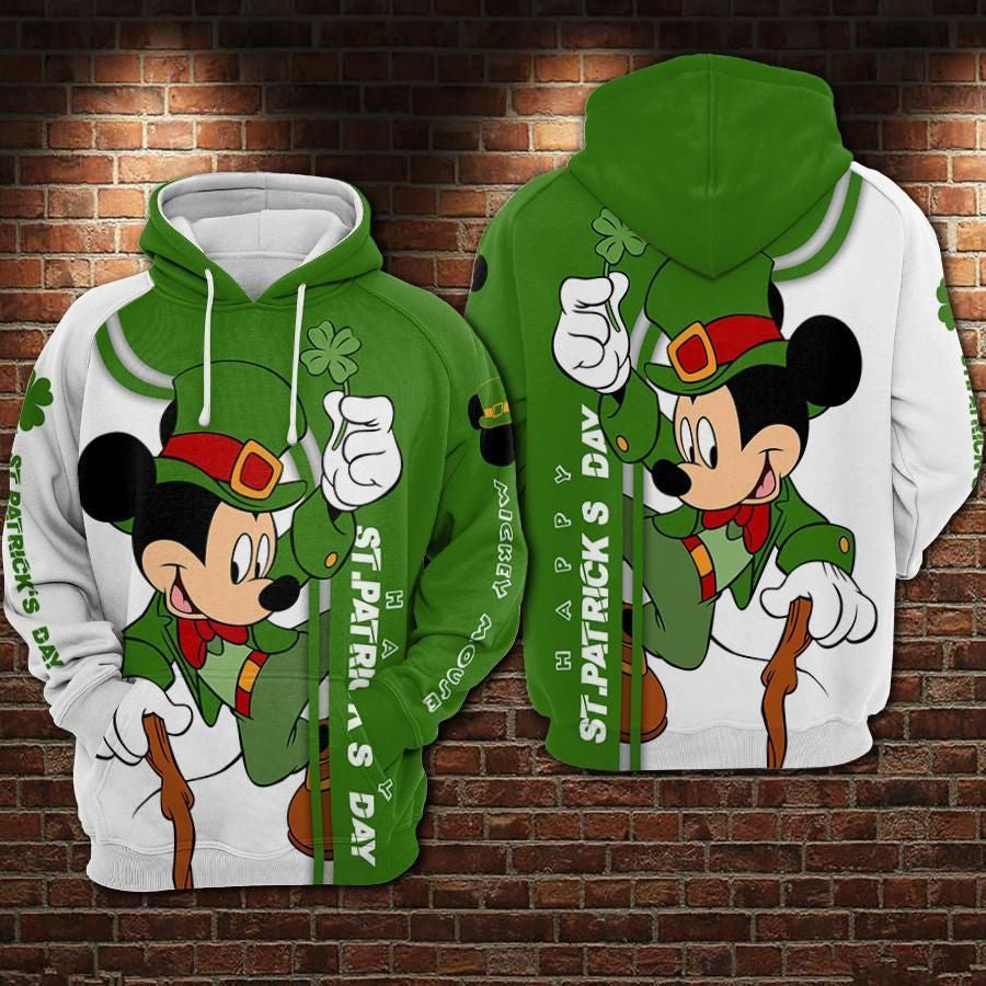 Mickey Mouse Movies Disney St Patricks Day Irish Over Print 3d Hoodie Zip Hoodie 331