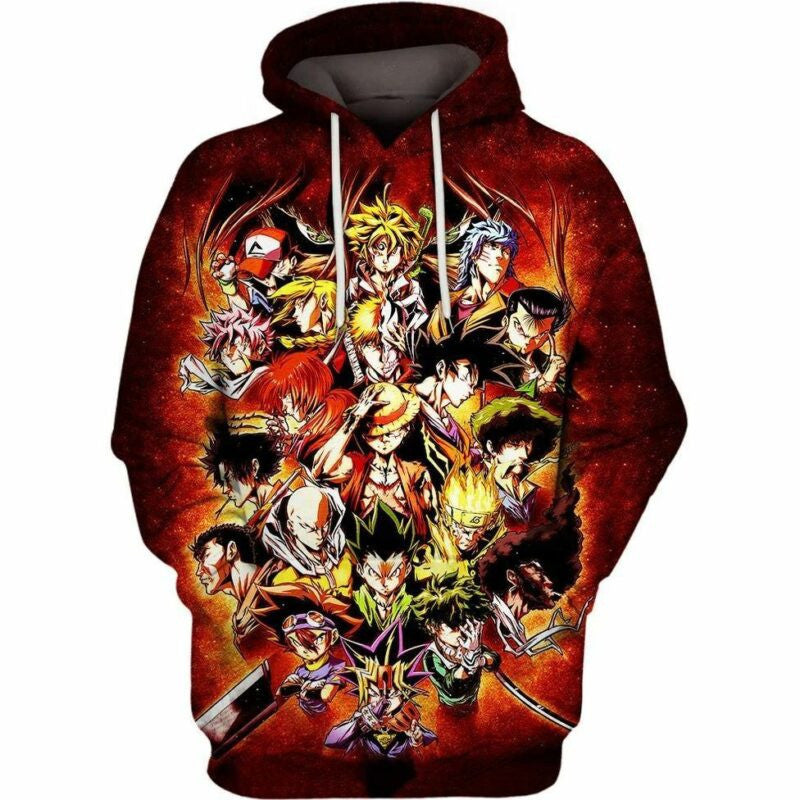 Main Anime Characters Over Print 3d Hoodie Zip Hoodie