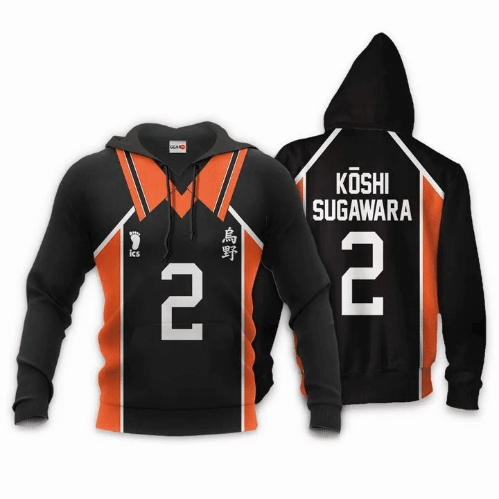 Karasuno Koshi Sugawara Anime Manga Haikyuu Number 2 For Men And Women 3d Hoodie Zip Hoodie