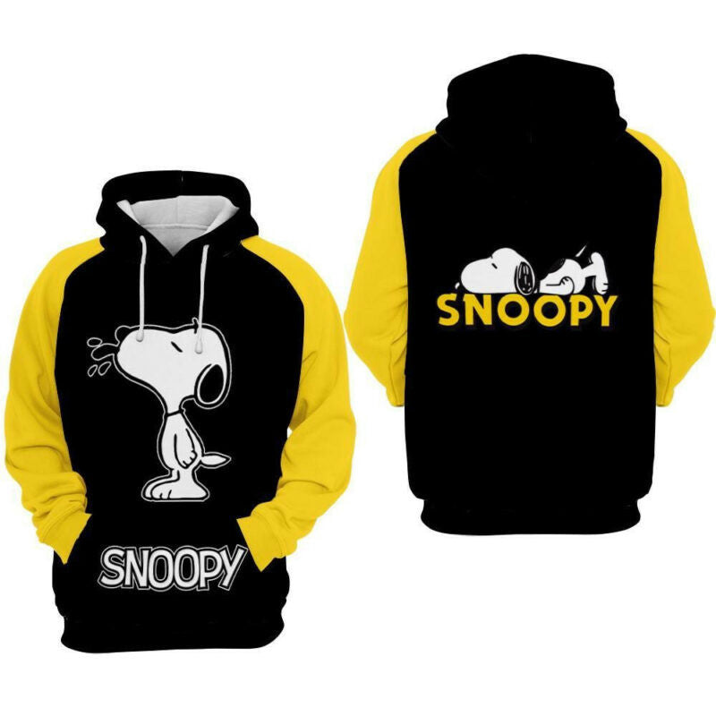 Snoopy Cartoon Peanuts Over Print 3d Hoodie Zip Hoodie