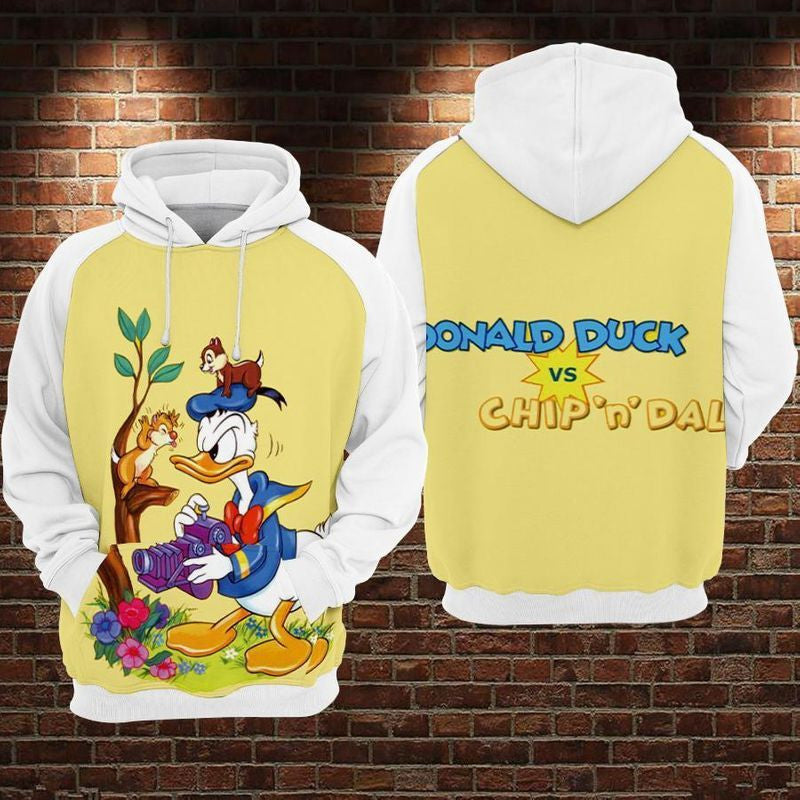 Donald Duck And Chip N Dale Over Print 3d Hoodie Zip Hoodie