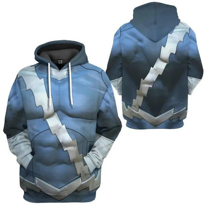 Marvel Quicksilver Comic Suit Costume Blue 3d Hoodie Zip Hoodie