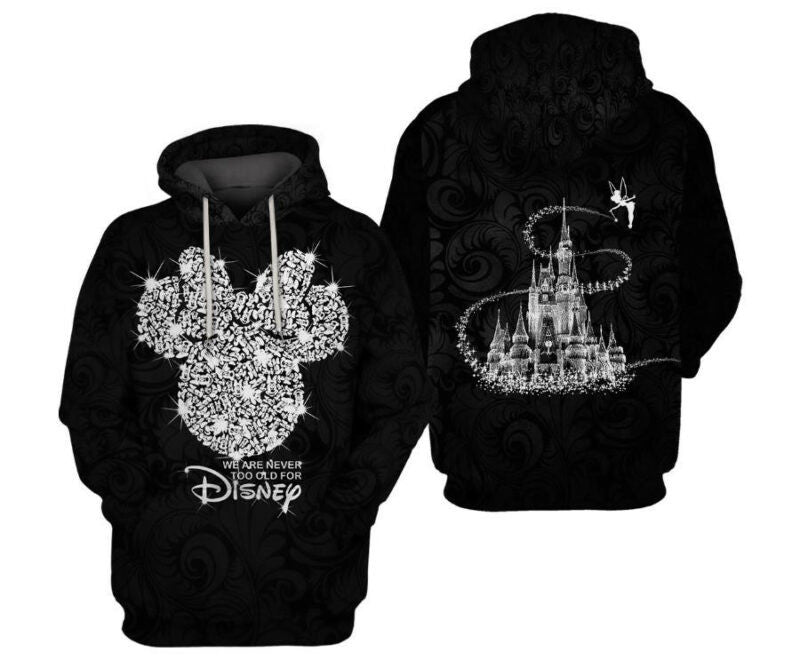 Disney Minnie Mouse Black Twinkle 3d Hoodie Zip Hoodie