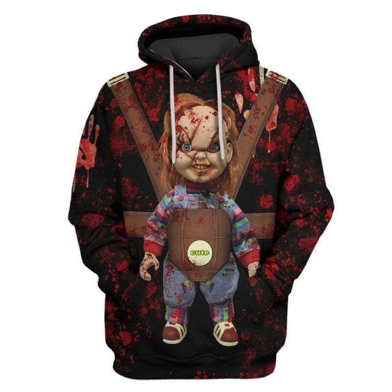 Halloween Hoodie Chucky Hoodie Bloody Cute Chucky 3d Hoodie Zip Hoodie