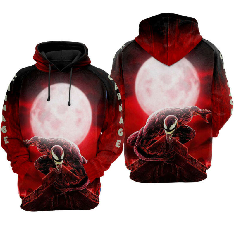 Venom Carnage Marvel Black Red Background Hoodie Zip Hoodie