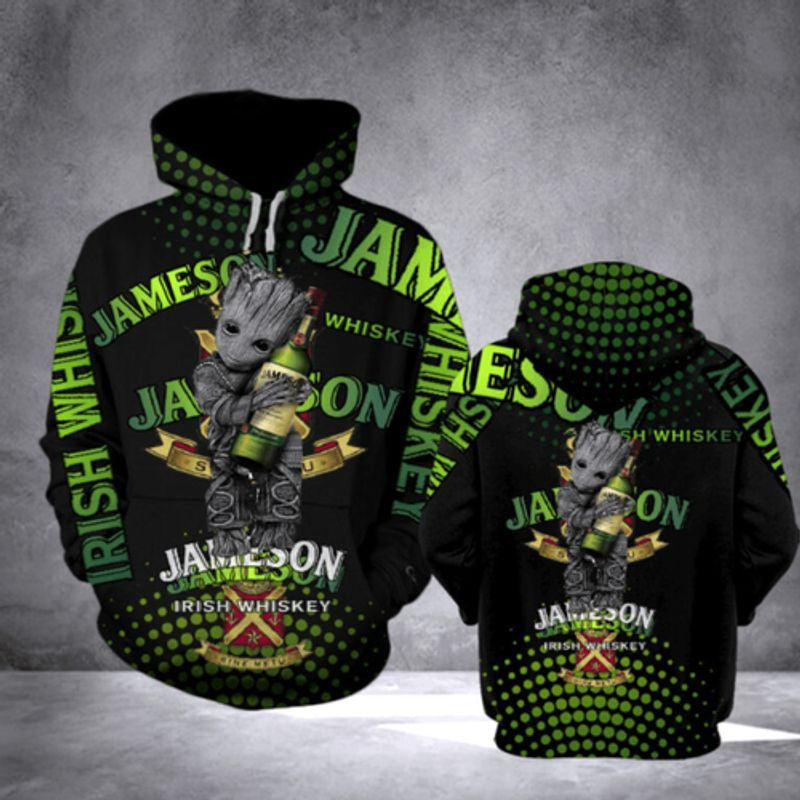 Groot Star Wars And Jameson Irish Whiskey 3d Hoodie