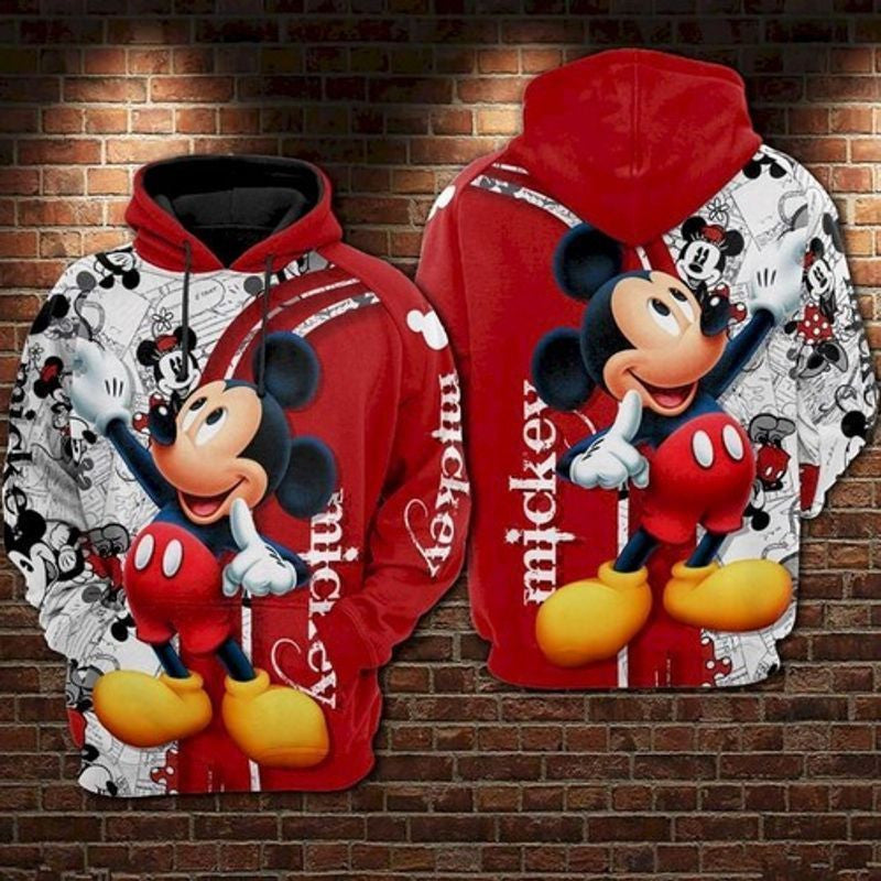 Mickey And Minnie Mouse Disney Black Red 3d Hoodie