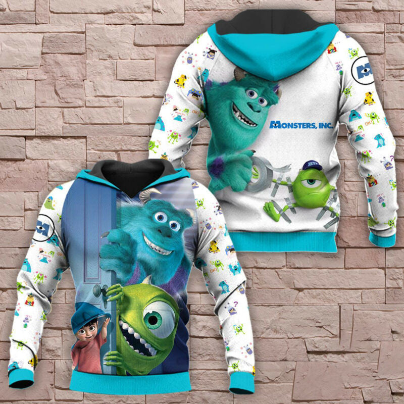 Monsters Inc Cartoon Characters 3d Hoodie Zip Hoodie