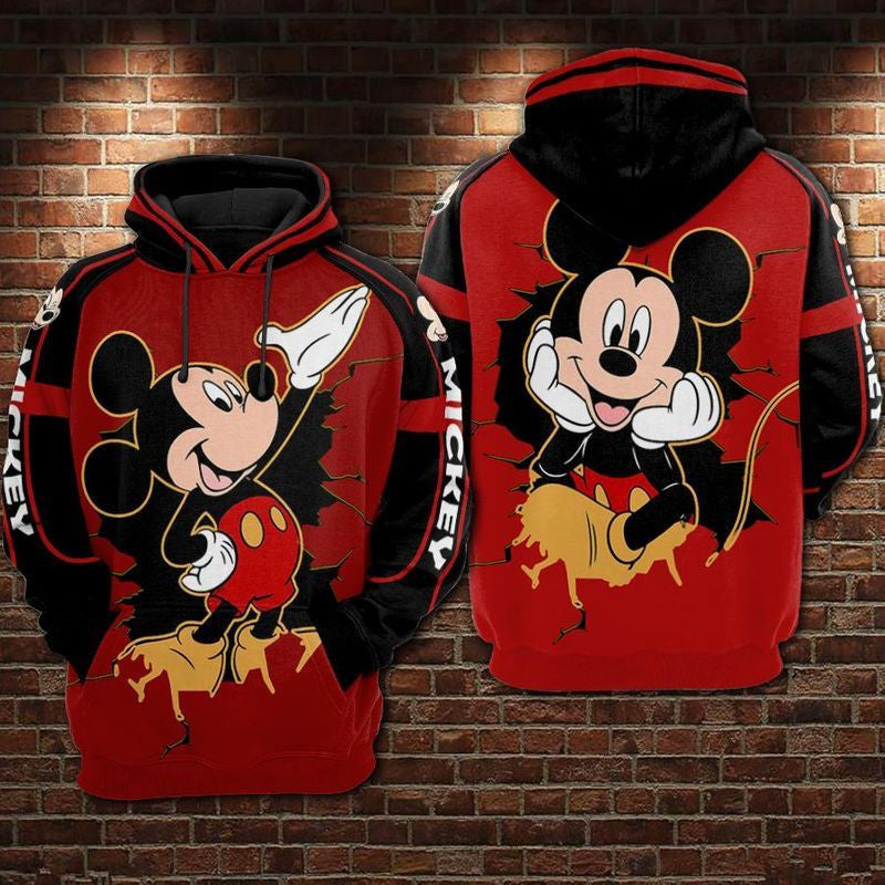 Mickey Breaking Wall Over Print 3d Hoodie Zip Hoodie