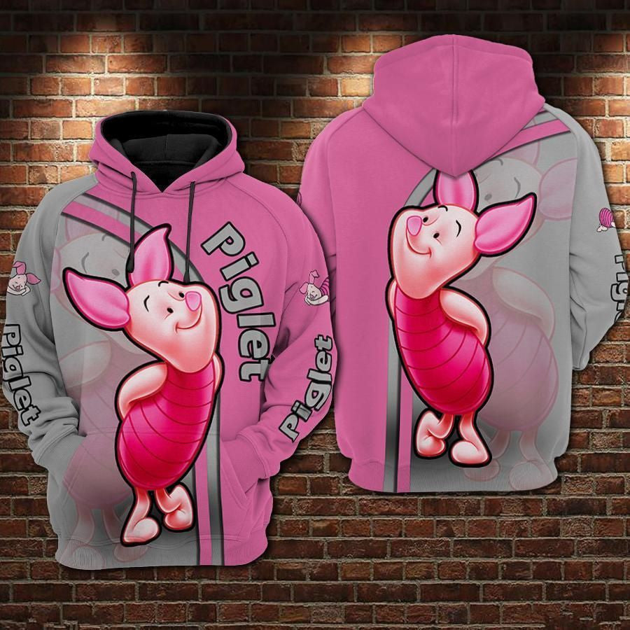 Piglet Cartoon Winnie The Pooh Over Print 3d Hoodie Zip Hoodie 558