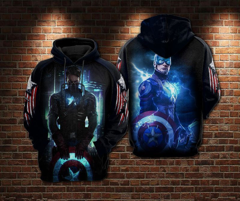 Captain America, Avengers, Marvel Over Print 3d Hoodie Zip Hoodie
