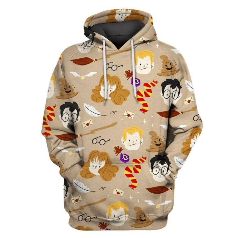 Harry Potter Pattern Hoodie Harry Hermione Ron Faces 3d Hoodie Zip Hoodie