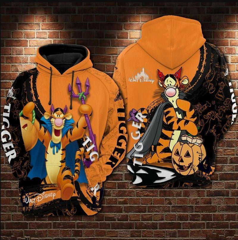 Halloween Theme Tigger Winner The Pooh Over Print 3d Hoodie Zip Hoodie