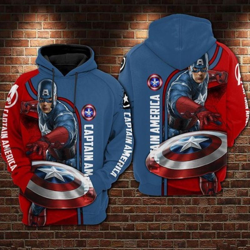 Captain American Marvel Comics Red Light Blue 3d Hoodie