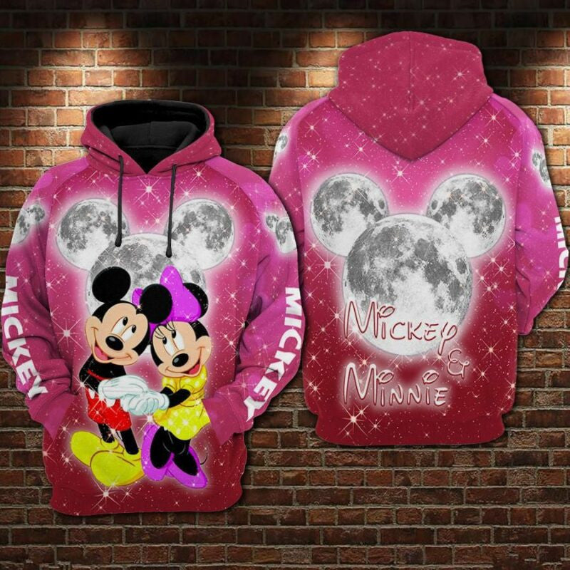 Mickey And Minnie Movies Disney Over Print 3d Hoodie Zip Hoodie
