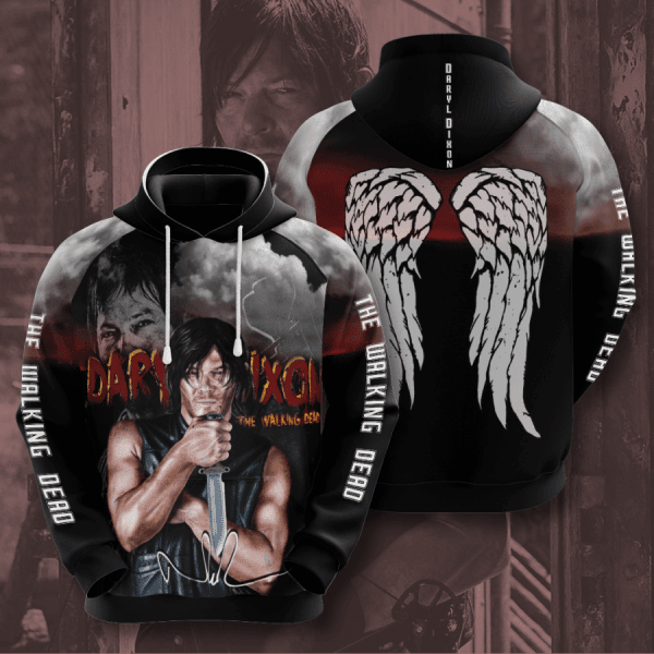 Daryl Dixon And The Walking Dead Design Signature Gift For Fan 3d Hoodie All Over Printed Hoodie