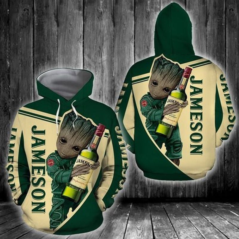 Jameson Irish Whiskey Baby Groot Avengers Holding 3d Hoodie