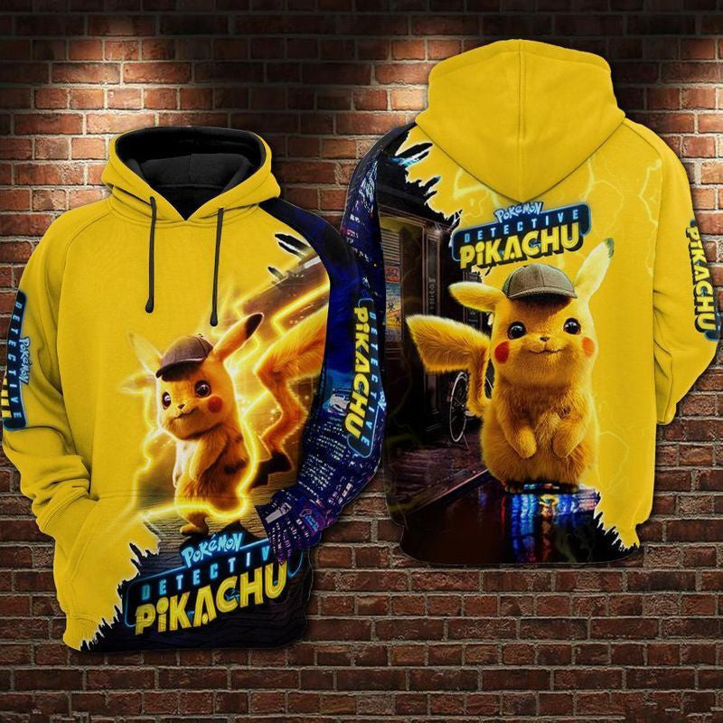 Detective Pikachu Pokemon Over Print 3d Hoodie Zip Hoodie