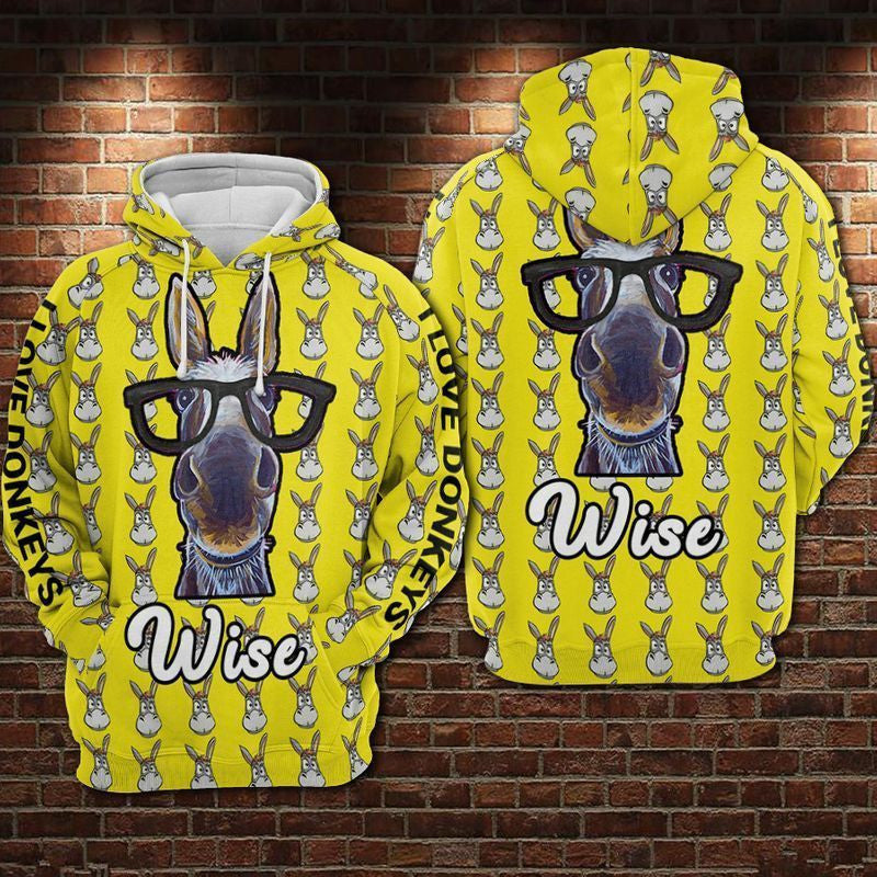 Wise Donkey Over Print 3d Hoodie Zip Hoodie