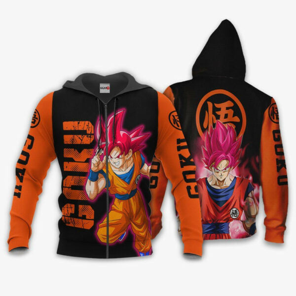 Goku Saiyan God Dragon Ball Z Anime 1k356 Fan Gift Stylist Unisex Cartoon Graphic Outfits Aop 3d Hoodie, Zip Hoodie 1690