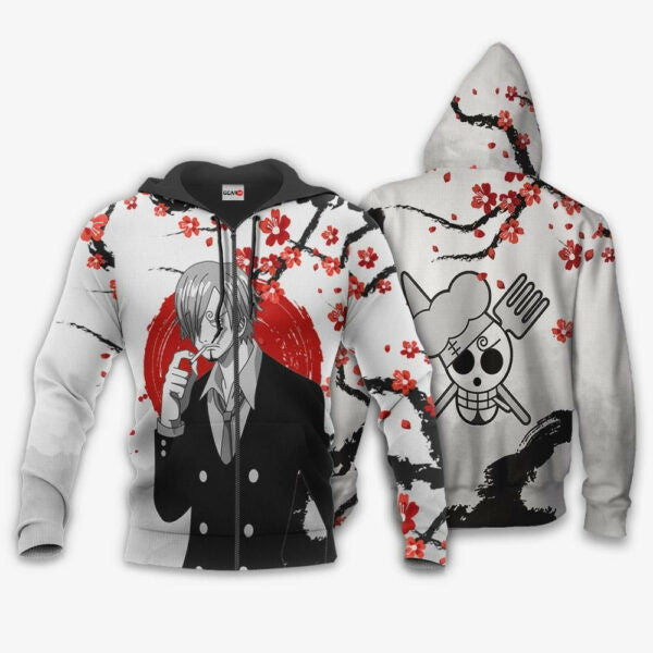 Vinsmoke Sanji Japan Cherry Blossoms One Piece Anime 1k484 Fan Gift Stylist Unisex Cartoon Graphic Outfits Aop 3d Hoodie, Zip Hoodie 2332