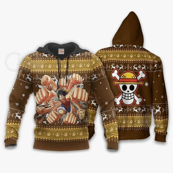 Luffy Gomu Gomu Ugly One Piece Anime Manga For Men And Women 3d Hoodie Zip Hoodie
