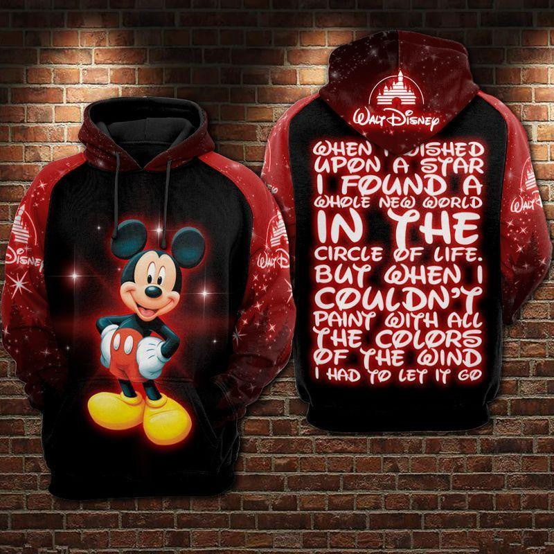 Mickey Mouse When I Wished Upon A Star I Found A Whole New World Red Black 3d Hoodie Zip Hoodie