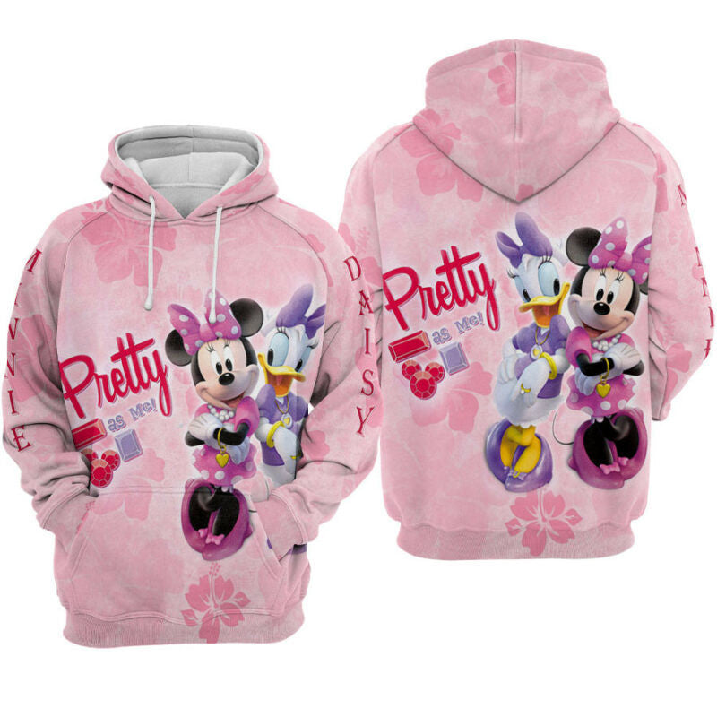 Daisy And Minnie Flower Pattern Hoodie Zip Hoodie