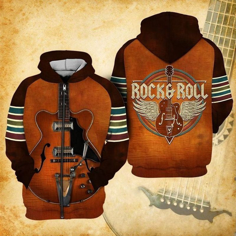 Rock And Roll Guitar 3d Hoodie Zip Hoodie