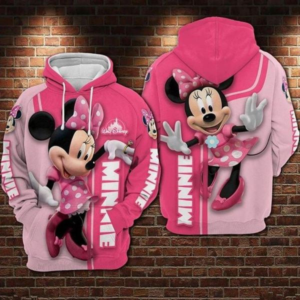 Minnie Mouse Pink All Over Print Hoodie Minnie Lover Gift Hoodie Print All Over Unisex Full Size S-5xl