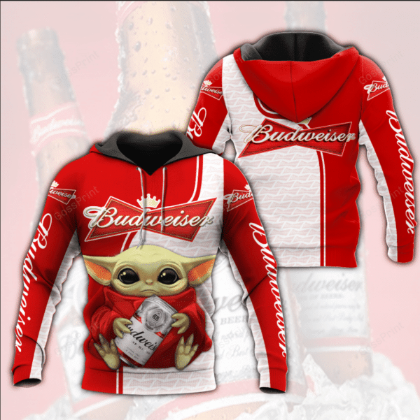Baby Yoda Budweiser King Of Beers Aop Hoodie 97