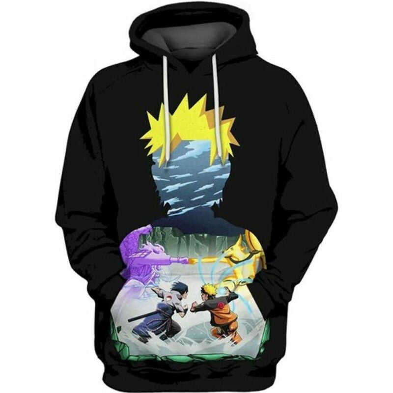 Naruto And Sasuke Final Battle Naruto Anime All Over Print 3d Hoodie Zip Hoodie