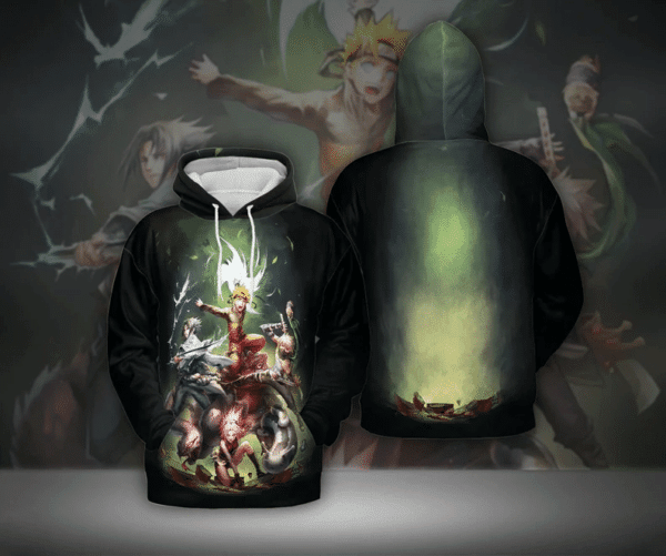 Naruto Characters Anime Fan Gift, Stylist Unisex Cartoon Graphic Outfits Aop Hoodie, Zip Hoodie 1877