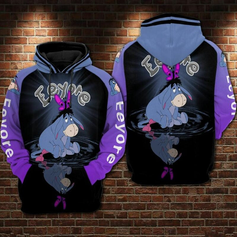 Eeyore And Butterfly Cartoon Winnie The Pooh Over Print 3d Hoodie Zip Hoodie