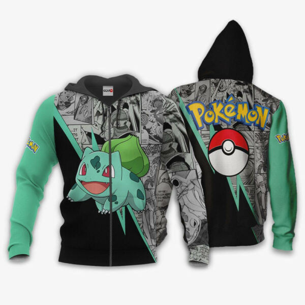 Bulbasaur Anime Pokemon Manga 1k726 Fan Gift Stylist Unisex Cartoon Graphic Outfits Aop 3d Hoodie, Zip Hoodie 344