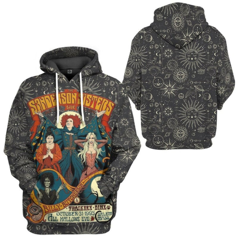 Hocus Pocus The Sanderson Sisters Witches Grey Hoodie Zip Hoodie