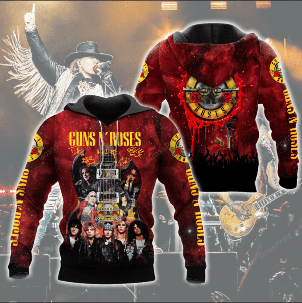 Guns N Roses Rock Band Signatures Hoodie 499