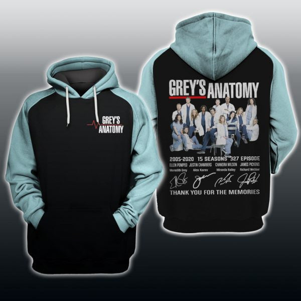 Grey Anatomy,grey Anatomy Tv Show Thank You For The Memories 2k550 Lover Gift ,grey Anatomy All Over Print 3d Hoodie 718