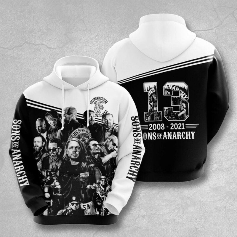 Great Sons Of Anarchy 13 Years Anniversary 3d Hoodie Zipper Hoodie