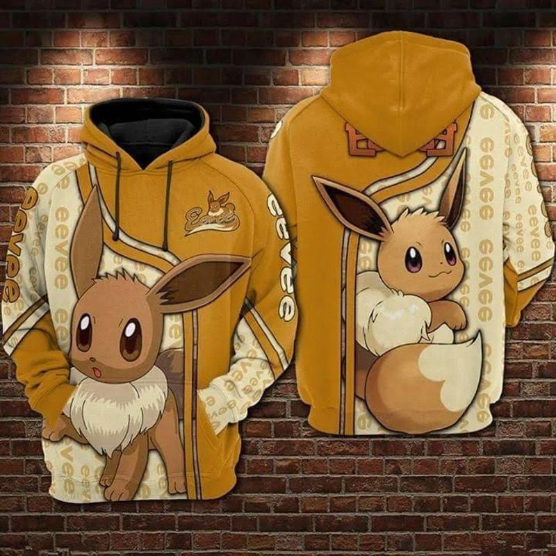 Eevee Pokemon Over Print 3d Hoodie Zip Hoodie