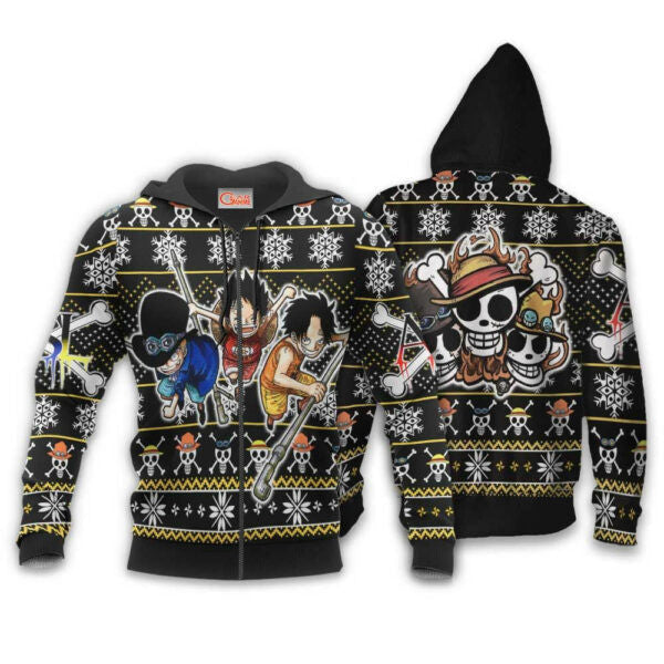 Asl Pirates Ugly Christmas Sweater One Piece Anime 1k486 Fan Gift Stylist Unisex Cartoon Graphic Outfits Aop 3d Hoodie, Zip Hoodie 1737