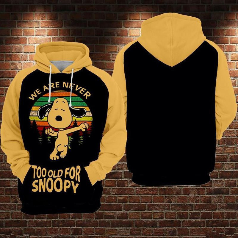 We Are Never Too Old For Snoopy Over Print 3d Hoodie Zip Hoodie