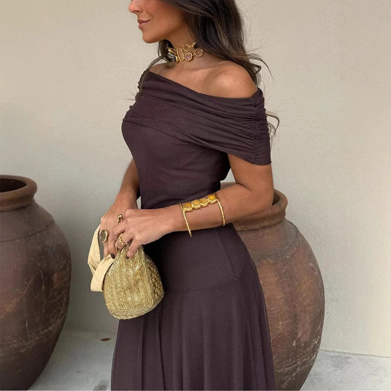Sexy Sleeveless Commuter Dress Fashion Hight Waist Strapless Slim Long Dress Women Elegant Mesh Splicing Solid Color Party Dress