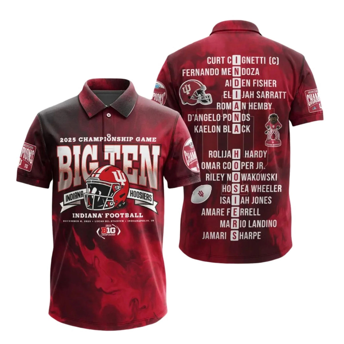 Indiana Hoosiers Football 2025 Championship Game Big Ten Polo Shirt