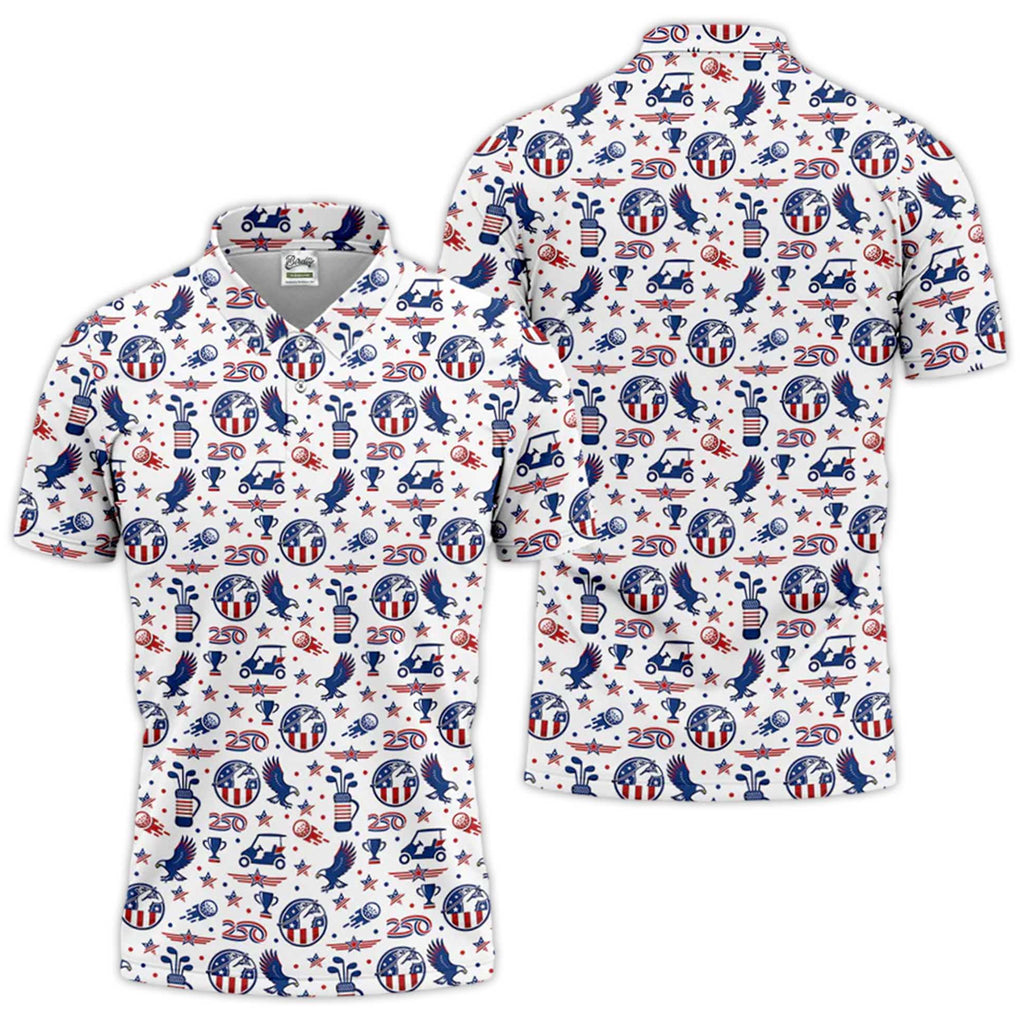 Bald Eagle American Flag 250th Anniversary Polo Shirt