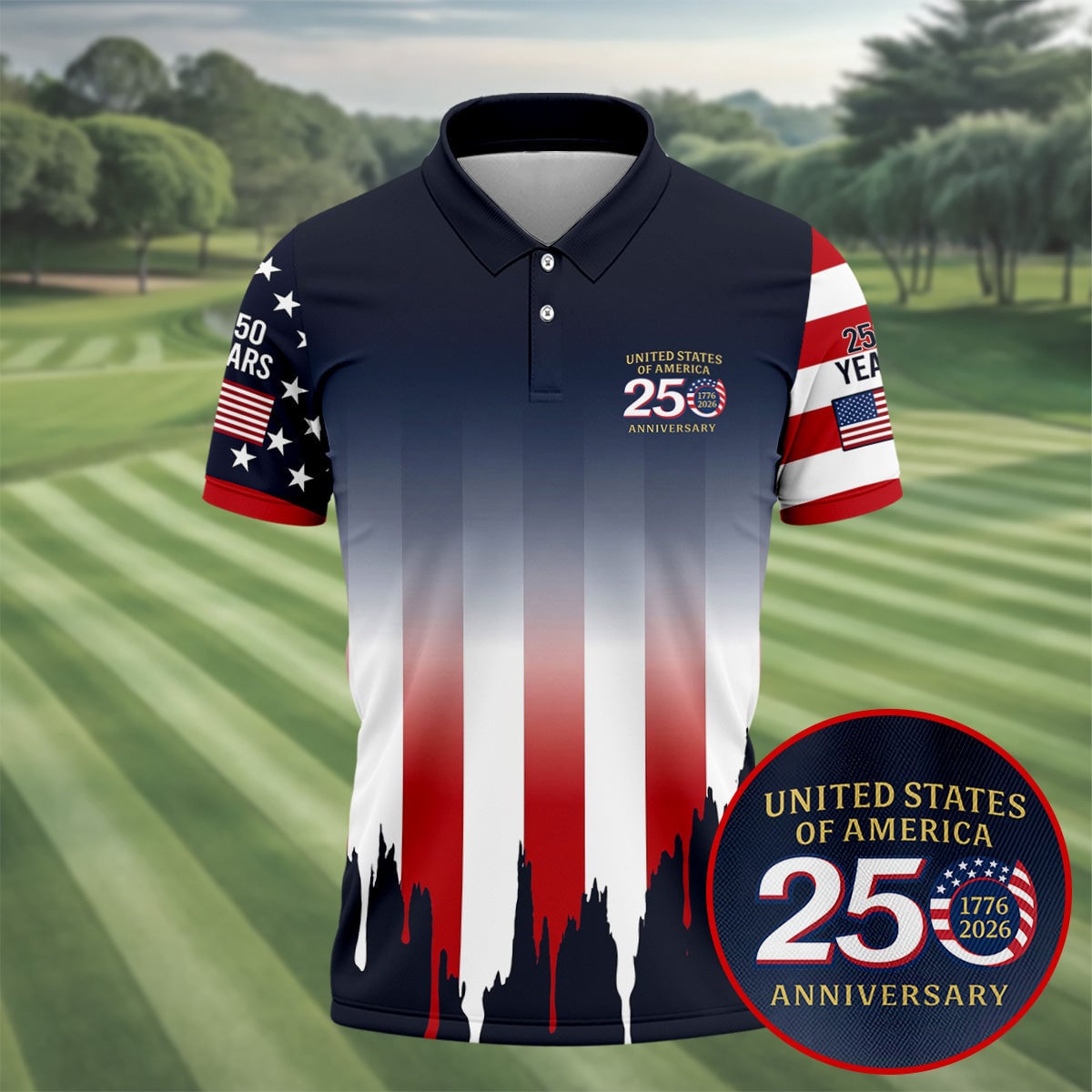 America Celebrates 250Th Anniversary Polo Shirt Fourth Of July Apparel Father's Day Presents