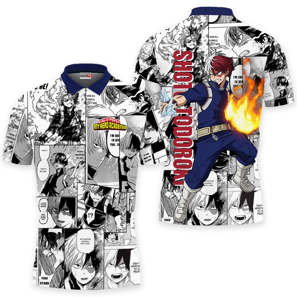 Shoto Todoroki Polo Shirt Manga Style