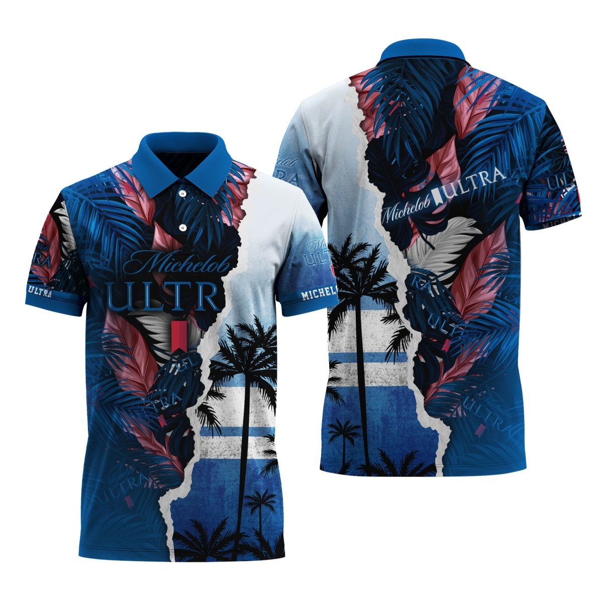 Michelob Ultra Tropical Torn Paper Polo Shirt