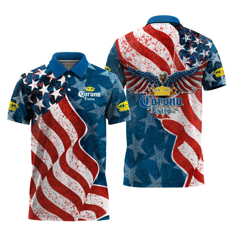 Corona Extra American Eagle Flag Polo Shirt