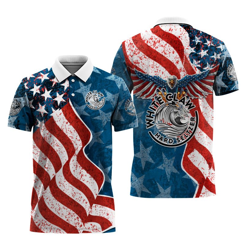 White Claw American Eagle Flag Polo Shirt
